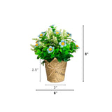 8" Artificial Daisy Plant in Newspaper Wrapped Planter -Set of 3