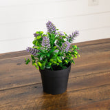 8" Artificial Flowering Arrangement in Black Pot - Set of 3