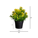 8" Artificial Flowering Daisy in Black Pot - Set of 3