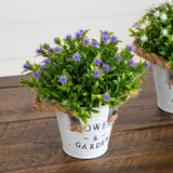 8” Artificial Flowering Plant in Rustic Flowers & Garden Planter -Set of 3