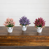 8” Artificial Lavender Plant in Rustic Flowers & Garden Planter -Set of 3