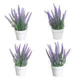 8” Artificial Lavender Plant in White Pot - Set of 4