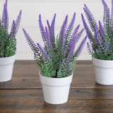 8” Artificial Lavender Plant in White Pot - Set of 4