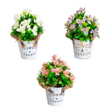 8” Artificial Lush Flowering Plant in Rustic Flowers & Garden Planter -Set of 3