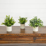 8” Artificial Mini Greenery Potted Plant - Set of 3