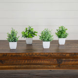 8” Artificial Mini Potted Plants - Set of 4