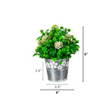 8" Artificial Mixed Flowering Plant in Decorative Daisy Tin Planter -Set of 3