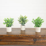 8" Artificial Mixed Plant in Decorative Planter - Set of 3