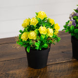 8" Artificial Rose Plant in Black Pot - Set of 3