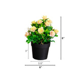 8" Artificial Rose Plant in Black Pot - Set of 3