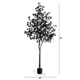 8' Pre-Lit Artificial Halloween Black Eucalyptus Tree with 540 Orange & Purple LED Lights