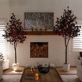 8' Pre-Lit Artificial Halloween Black Eucalyptus Tree with 540 Orange & Purple LED Lights