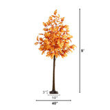 8' Pre-Lit Autumn Maple Artificial Fall Tree with 660 Warm White LED Lights