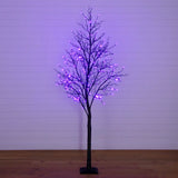 8' Pre-Lit Halloween Deluxe Black Twig Artificial Tree with 216 Orange & Purple LED Lights