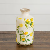8.5” Lemon Print Ceramic Rustic Vase