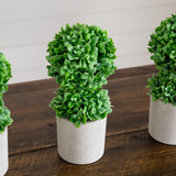 9" Artificial Mini Boxwood Ball Topiary in Cement Planter - Set of 3