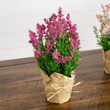 9” Artificial Mixed Lavender Arrangement in Newspaper Wrapped Pot -Set of 3