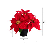 9" Artificial Poinsettia Plant - Set of 2