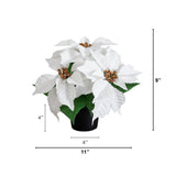 9" Artificial Poinsettia Plant - Set of 2