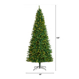 9’ Green Valley Fir Artificial Christmas Tree with 800 Clear LED Lights and 2093 Bendable Branches