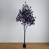 9' Pre-Lit Artificial Halloween Black Eucalyptus Tree with 700 Orange & Purple LED Lights