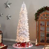 9’ Slim White Artificial Christmas Tree with 600 Warm White LED Lights and 1860 Bendable Branches