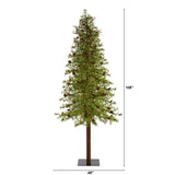 9' Wyoming Alpine Artificial Christmas Tree with 300 Clear (multifunction) LED Lights and Pine Cones on Natural Trunk