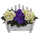 African Violet Artificial Plant in Wooden Bench Planter