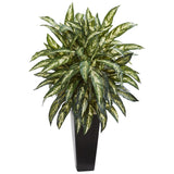 Aglonema Artificial Plant in Black Planter