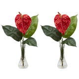 Anthurium w/Bud Vase Silk Flower Arrangement (Set of 2)