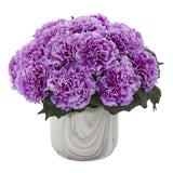 Carnation Artificial Arrangement in Marble Finished Vase
