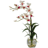 Dendrobium w/Glass Vase Silk Flower Arrangement