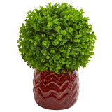 Eucalyptus Artificial Ball in Red Planter