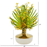 Forsythia and Fan Palm Artificial Arrangement