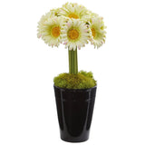 Gerber Daisy Artificial Arrangement in Black Vase