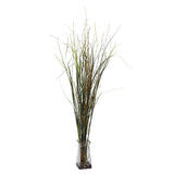 Grass & Bamboo w/Glass Vase Silk Plant