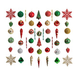 Holiday Deluxe Shatterproof, 52 Count Christmas Tree Ornament Box Set, Reusable Container