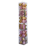 70 Pink and Gold Shatterproof Christmas Tree Ornament Set with Re-Useable Container