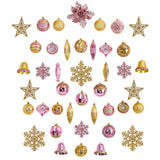 70 Pink and Gold Shatterproof Christmas Tree Ornament Set with Re-Useable Container