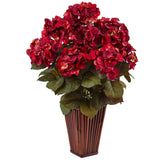 Hydrangea in Bamboo Planter