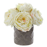 Large Rose Artificial Arrangement in Gray Vase