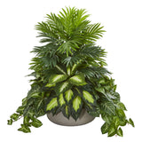 Mixed Greens Artificial Plant in Stone Planter