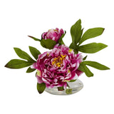 Peony w/Glass Vase (Set of 3)