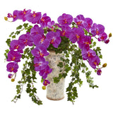 Phalaenopsis Orchid and Ivy Artificial Arrangement in Urn