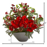 Phalaenopsis Orchid and Variegated Holly Berry Artificial Arrangement