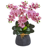 Phalaenopsis Orchid Artificial Arrangement in Stoneware Vase
