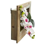 Phalaenopsis Orchid Artificial Arrangement in Wooden Picture Frame