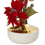 Poinsettia Artificial Arrangement in Decorative Vase