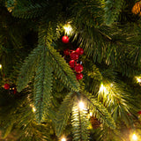Pre-Lit Artificial Christmas Holiday 5 Piece Bundle with Pinecones & Berries- Set of 2 5' Christmas Trees, 24-in Wreath and set of 2 9-ft Garlands