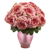 Rose Artificial Arrangement in Rose Colored Vase